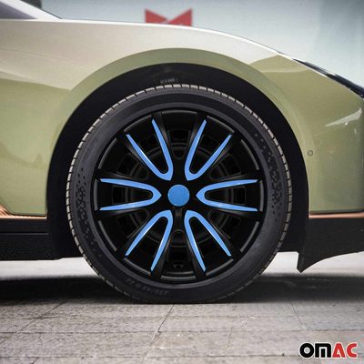 Bicolo Hub Caps Wheel Cover 16" Black Matt & Blue Full Set 4 pcs.