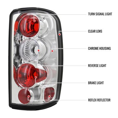 2000-2006 Chevy GMC Tahoe/Yukon/Suburban Tail Lights Chrome/Clear Lens