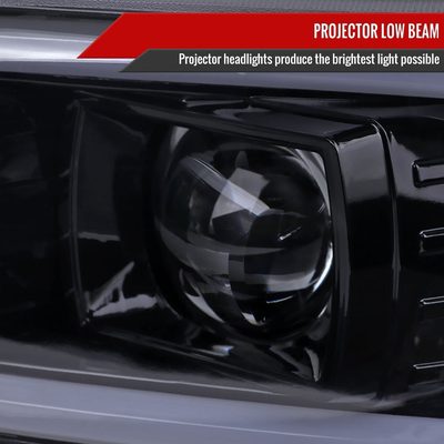 2000-2006 GMC Sierra/Denali/Yukon LED Strip Projector Headlights Black/Smoke