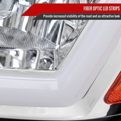 2000-2005 Chevy Impala LED Bar Factory Style Headlights Chrome/Clear Lens