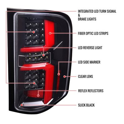 2007-2013 Chevy Silverado 1500 2500HD/3500HD LED Tail Lights Red Jet Black