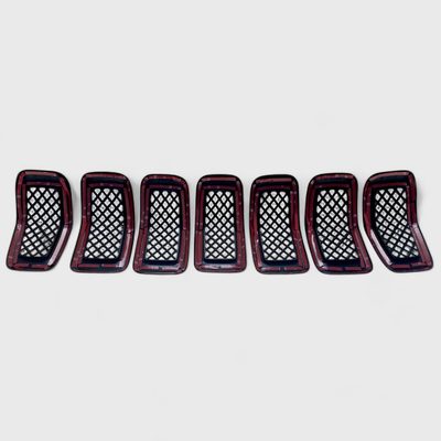 2014-2018 Jeep Cherokee Grille Overlay Gloss Black 7Pcs ABS Plastic