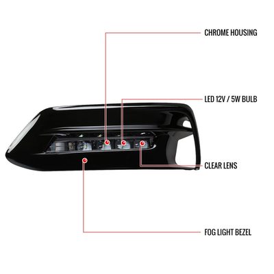2018-2020 Honda Accord LED Fog Lights Kit Switch & Wiring Harness Chrome/Clear