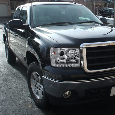 2007-2014 GMC Sierra Dual Halo Projector Headlights Chrome/Clear Lens