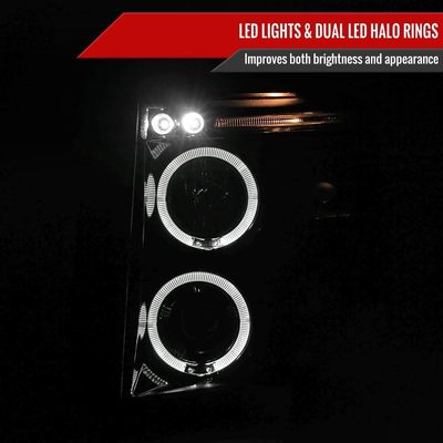 2007-2013 Chevy Silverado 1500 2500HD 3500HD Dual Halo Headlights Black