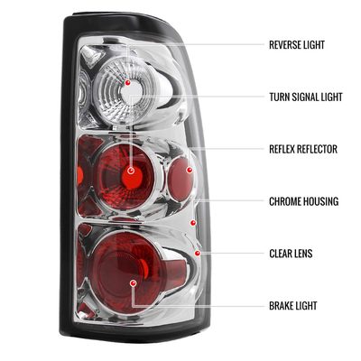 1999-2002 Chevy Silverado/ 1999-2006 GMC Sierra Tail Lights Chrome/Clear Lens