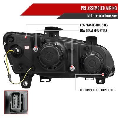 2008-2009 Pontiac G8 LED Bar Projector Headlights Chrome Housing/Clear Lens