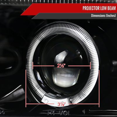 1994-2001 Dodge RAM 1500 2500 3500 Dual Halo Projector Headlights Jet Black