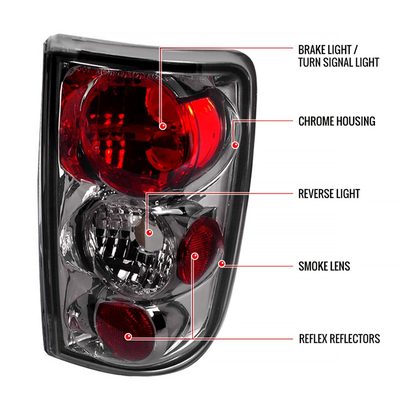 1995-2004 Chevy Blazer/S10 GMC Jimmy/Envoy Bravada Tail Lights Chrome/Smoke