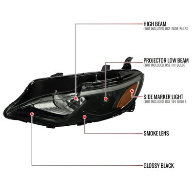 2019-2024 Chevy Malibu Factory Style Projector Headlight Matte Black/Smoke