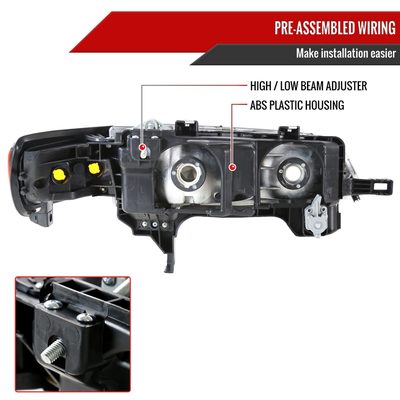 1994-1997 Honda Accord Factory Headlights & Amber Corner Lights Matt Black