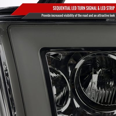 2007-2013 Toyota Tundra/ 08-2017 Sequoia LED CBar Projector Headlights Smoke