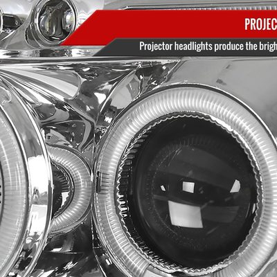 1999-2000 Honda Civic Dual Halo Projector Headlights Chrome/Clear Lens