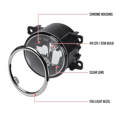 2012-2015 Honda Pilot H11 Fog Lights Kit Chrome Housing/Clear Lens