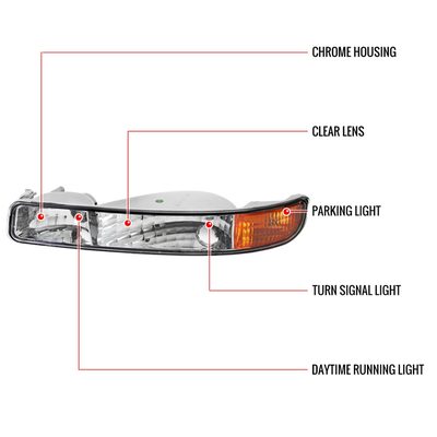 1999-2006 GMC Sierra/ 2000-2006 Yukon/Yukon XL Factory Bumper Lights Chrome