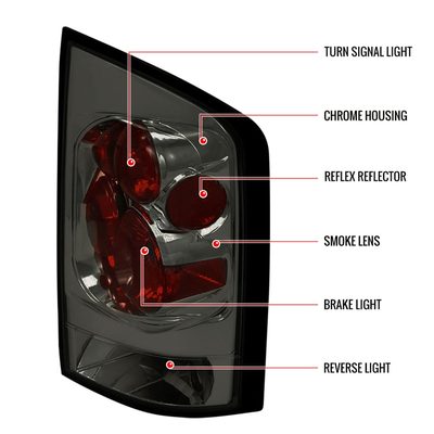 2005-2015 Nissan Armada Tail Lights Chrome Housing/Smoke Lens