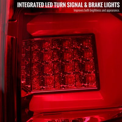 2009-2014 Ford F-150 Red C-Bar LED Tail Lights Chrome Housing/Red Lens