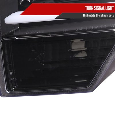 2009-2014 Ford F-150 LED C-Bar Projector Headlights Jet Black/Clear Lens