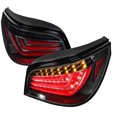 2004-2007 BMW E60 5 Series Sedan LED Tail Lights Black Housing/Clear Lens