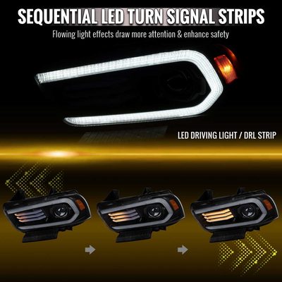 For Dodge Charger 2011-2014 Headlights LED DRL Light Strip Turn Signal Side Marker Black Housing Clear Lens