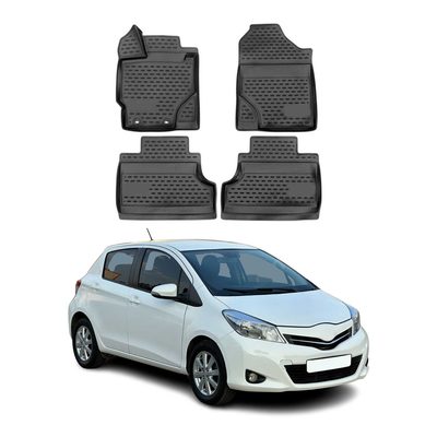 2010-2014 Toyota Yaris Floor Mats Liners Full Set All Weather Black