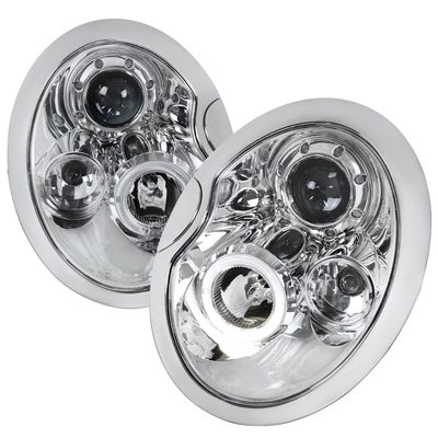 2002-2008 Mini Cooper R50 R53 R52 Single Halo Projector Headlights Chrome