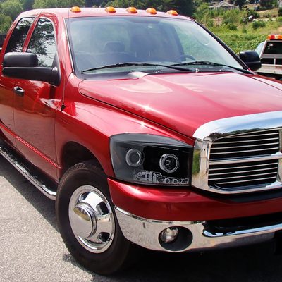 2006-2008 Dodge RAM 1500/ 06-2009 RAM 2500 3500 Dual Halo Headlights Smoke