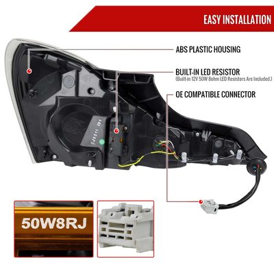 For Infiniti G37 2008-13 / Q60 Coupe 2014-15 LED Tail Light Switchback Sequential Turn Signals Matte Black Housing Clear Lens