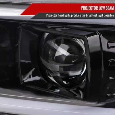 2000-2006 GMC Sierra/Denali/Yukon LED Strip Projector Headlights Glossy Black
