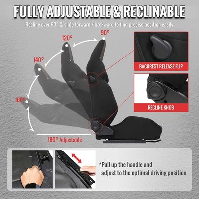 Universal Racing Seat Black Suede Blue Bird Eye Mesh Cloth Double Black Stitch