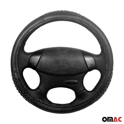 14.5-15.5’’ Steering Wheel Cover Black Leather Anti-slip Breathable