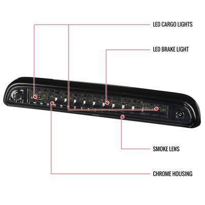 1992-1996 Ford F-150/F-250/F-350/Bronco LED 3rd Brake Light Chrome/Smoke Lens