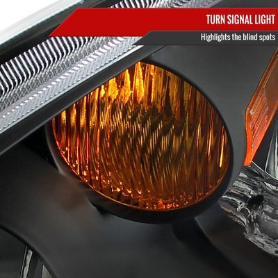 2002-2004 Nissan Altima Crystal Headlights w/ Amber Reflector Matt Black/Clear
