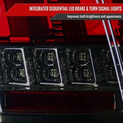 1999-2004 Ford Mustang Sequential LED Tail Lights Chrome/Red Smoke Lens