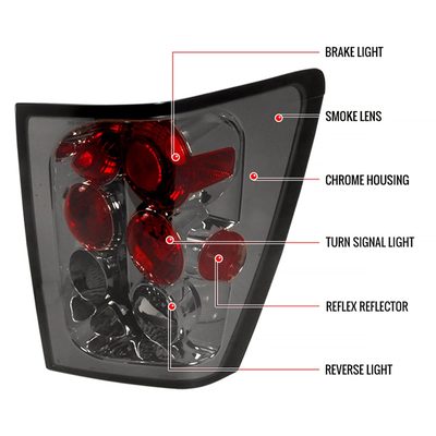2005-2006 Jeep Grand Cherokee Tail Lights Chrome Housing/Smoke Lens