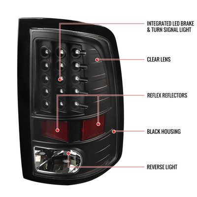 2009-2018 Dodge RAM 1500 2500 3500 LED Tail Lights - V2 Matt Black