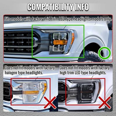 For Ford F-150 2021-2023 Full LED Projector Headlights Sequential DRL Black Housing Smoked Lens
