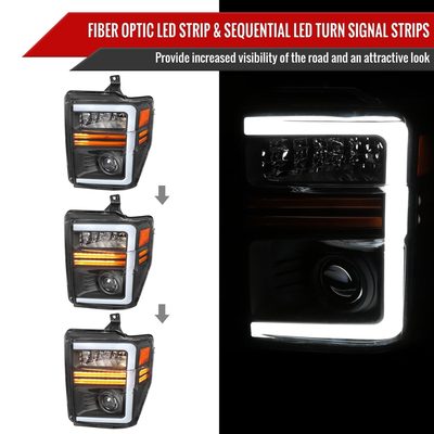 2008-2010 Ford F-250/350/450/550 Super Duty Headlights LED Signal Black