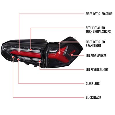 2019-2024 Toyota RAV4 Red LED Bar Signal Tail Lights Jet Black/Clear