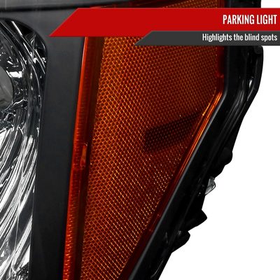 2009-2014 Ford F-150 Factory Crystal Headlights Amber Reflector Matt Black