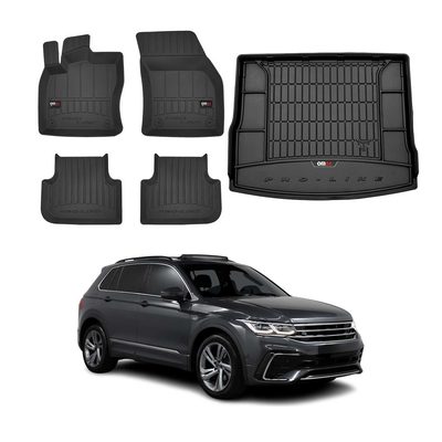 2018-2024 VW Tiguan Premium Floor Mats & Cargo Liner Full Set All Weather Heavy Duty Black