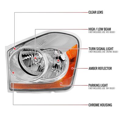 2004-2006 Dodge Durango Factory Style Headlights Matte Black/Clear Lens