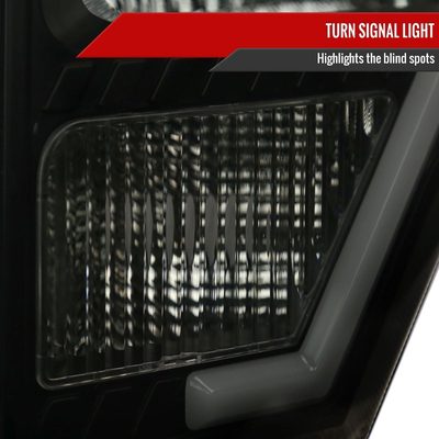 2009-2014 Ford F-150 LED Bar Factory Headlights Amber Reflectors Black/Smoke