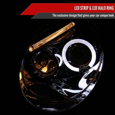 1998-2005 VW Beetle Halo Projector Headlights Chrome/Clear Lens