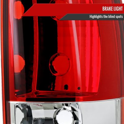 2000-2006 Chevy Suburban/Tahoe GMC Yukon/Yukon XL Tail Lights Chrome/Red Clear