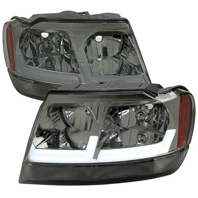 1999-2004 Jeep Grand Cherokee Factory Dual LED Bar Headlights Chrome/Smoke