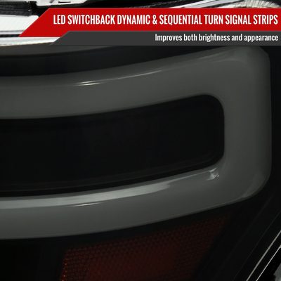 2009-2014 Ford F-150 Sequential LED Turn Signal Projector Headlights Smoke
