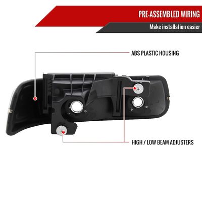 1999-2006 Chevy Silverado/Tahoe/Suburban Factory Headlights Matt Black/Clear