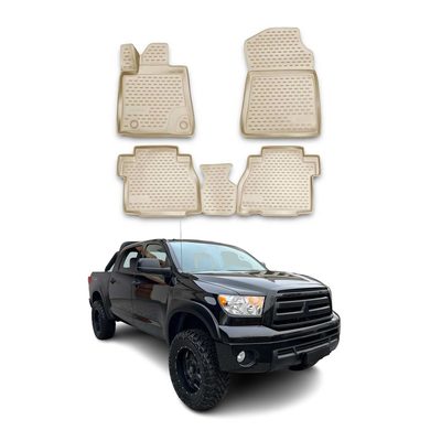 2007-2013 Toyota Tundra Double Cab/CrewMax Floor Mats Liners Full Set All Weather Beige
