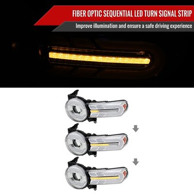 2007-2014 Toyota FJ Cruiser Signal Animated LED Projector Headlights Chrome